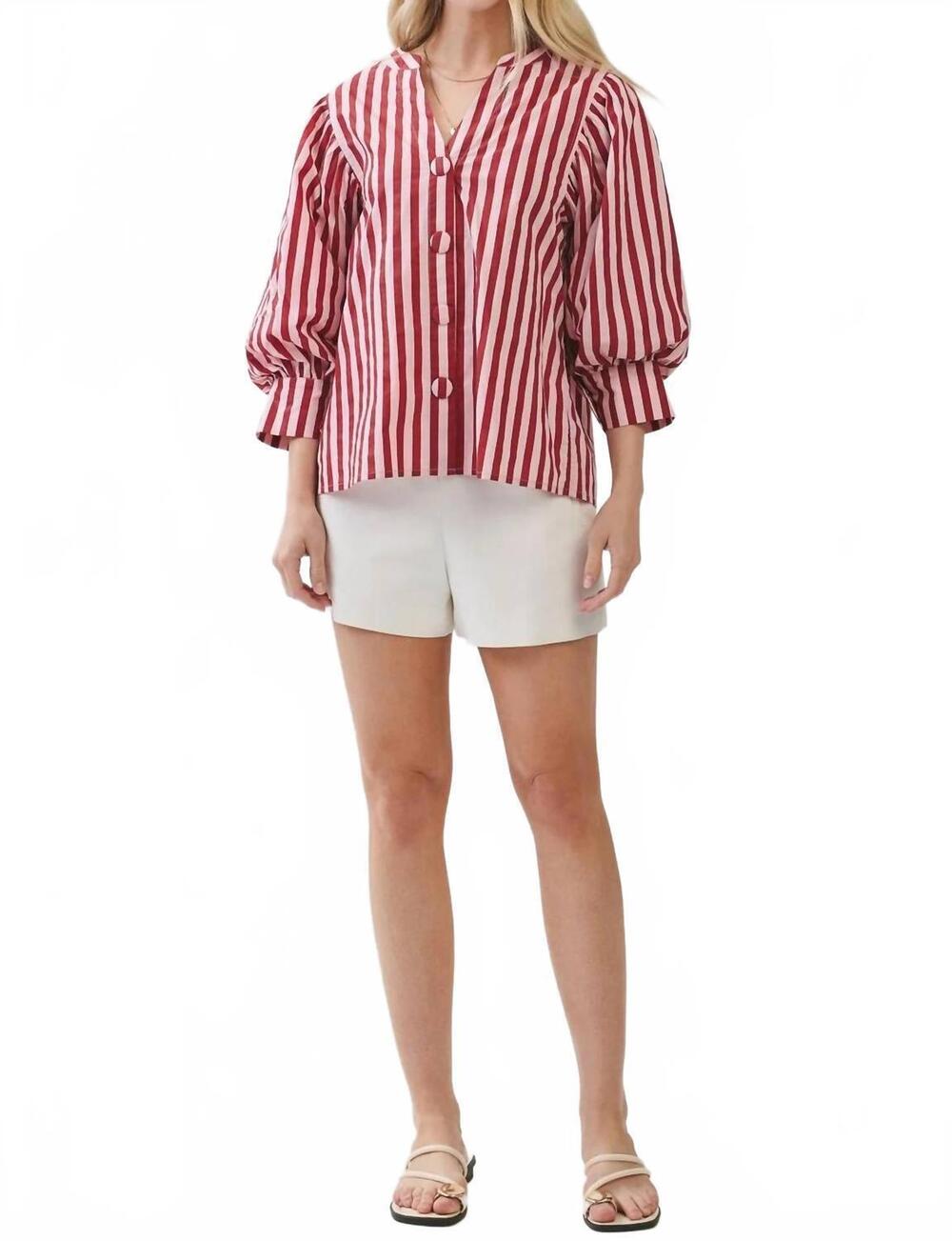 NEW PINCH raspberry stripe top in pink/ red